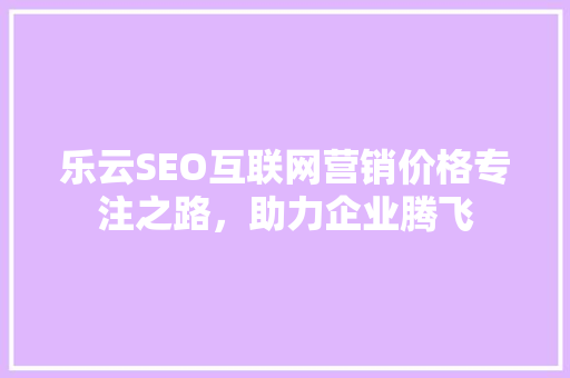 乐云SEO互联网营销价格专注之路，助力企业腾飞
