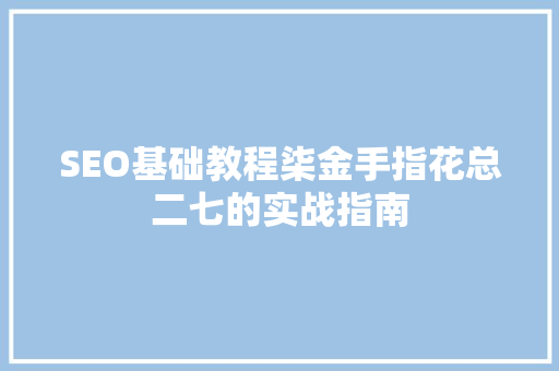 SEO基础教程柒金手指花总二七的实战指南