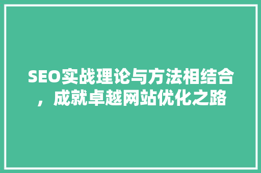 SEO实战理论与方法相结合，成就卓越网站优化之路