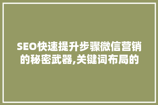 SEO快速提升步骤微信营销的秘密武器,关键词布局的艺术