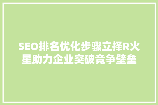 SEO排名优化步骤立择R火星助力企业突破竞争壁垒