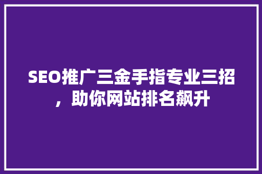 SEO推广三金手指专业三招，助你网站排名飙升