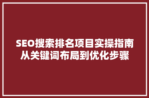 SEO搜索排名项目实操指南从关键词布局到优化步骤