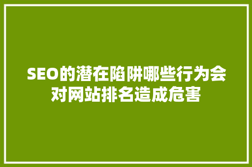 SEO的潜在陷阱哪些行为会对网站排名造成危害