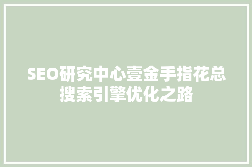 SEO研究中心壹金手指花总搜索引擎优化之路