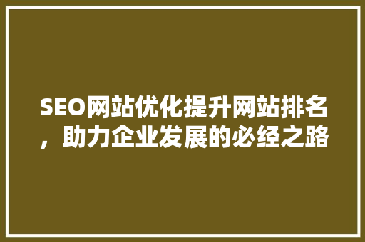 SEO网站优化提升网站排名，助力企业发展的必经之路
