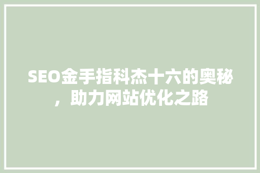 SEO金手指科杰十六的奥秘，助力网站优化之路