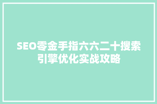 SEO零金手指六六二十搜索引擎优化实战攻略