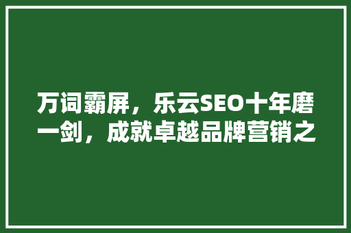 万词霸屏，乐云SEO十年磨一剑，成就卓越品牌营销之路