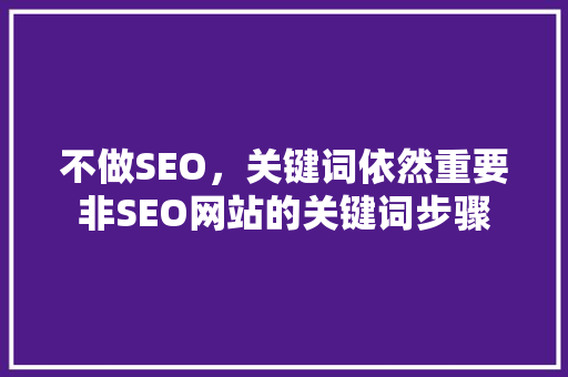 不做SEO，关键词依然重要非SEO网站的关键词步骤