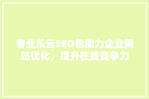 专业乐云SEO包助力企业网站优化，提升在线竞争力