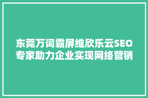 东莞万词霸屏维欣乐云SEO专家助力企业实现网络营销新突破