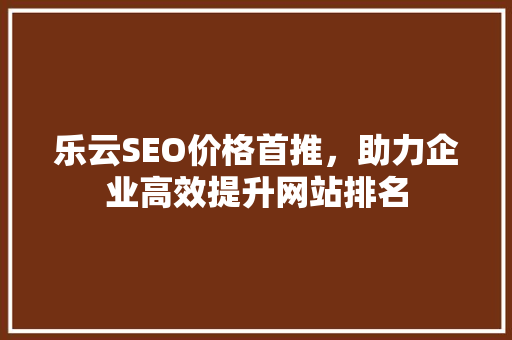 乐云SEO价格首推，助力企业高效提升网站排名