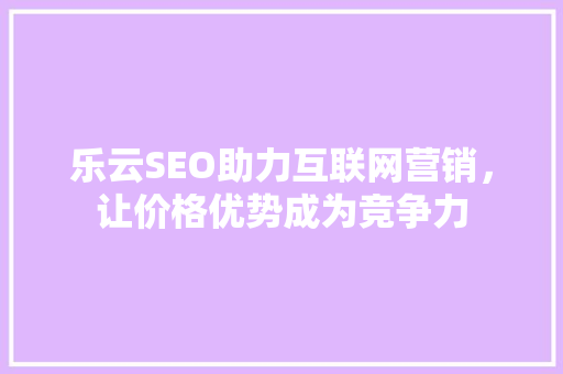 乐云SEO助力互联网营销，让价格优势成为竞争力
