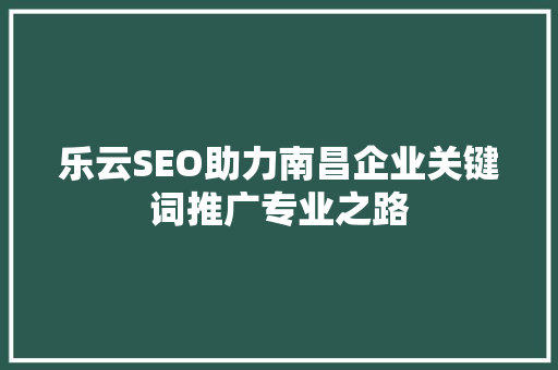 乐云SEO助力南昌企业关键词推广专业之路