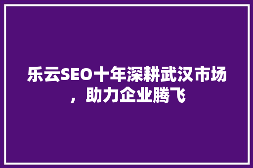 乐云SEO十年深耕武汉市场，助力企业腾飞