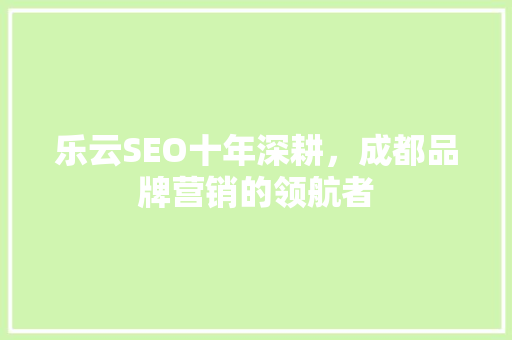 乐云SEO十年深耕，成都品牌营销的领航者