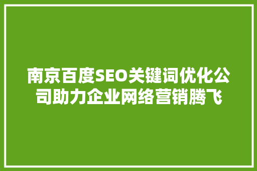 南京百度SEO关键词优化公司助力企业网络营销腾飞