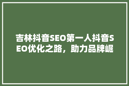 吉林抖音SEO第一人抖音SEO优化之路，助力品牌崛起