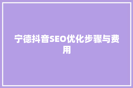 宁德抖音SEO优化步骤与费用