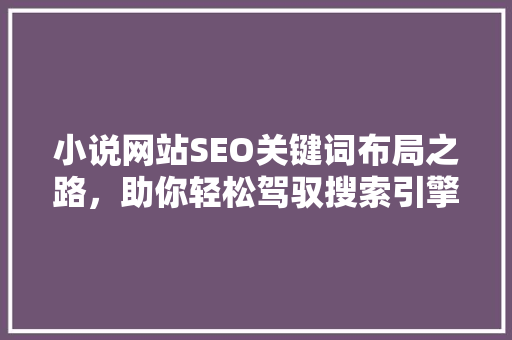 小说网站SEO关键词布局之路，助你轻松驾驭搜索引擎
