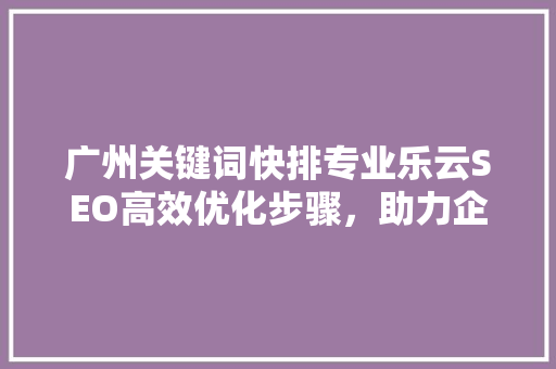 广州关键词快排专业乐云SEO高效优化步骤，助力企业腾飞