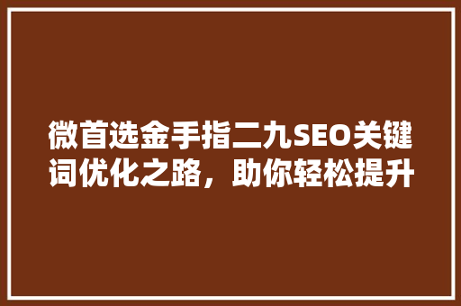 微首选金手指二九SEO关键词优化之路，助你轻松提升网站排名