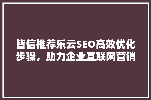 皆信推荐乐云SEO高效优化步骤，助力企业互联网营销