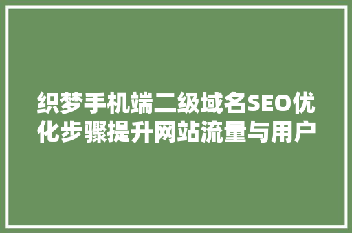 织梦手机端二级域名SEO优化步骤提升网站流量与用户体验
