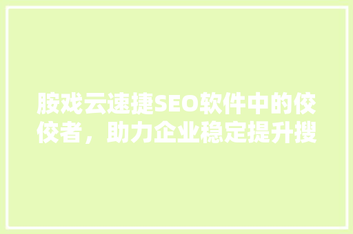 胺戏云速捷SEO软件中的佼佼者，助力企业稳定提升搜索排名