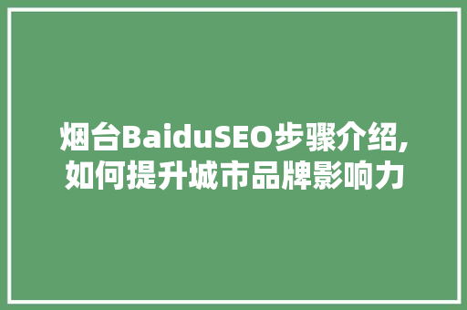 烟台BaiduSEO步骤介绍,如何提升城市品牌影响力