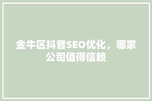 金牛区抖音SEO优化，哪家公司值得信赖