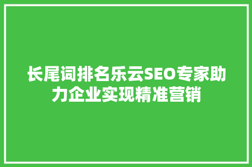 长尾词排名乐云SEO专家助力企业实现精准营销