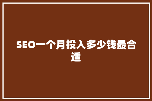 SEO一个月投入多少钱最合适