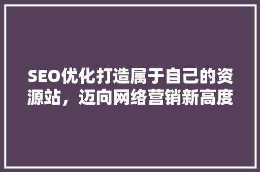 SEO优化打造属于自己的资源站，迈向网络营销新高度