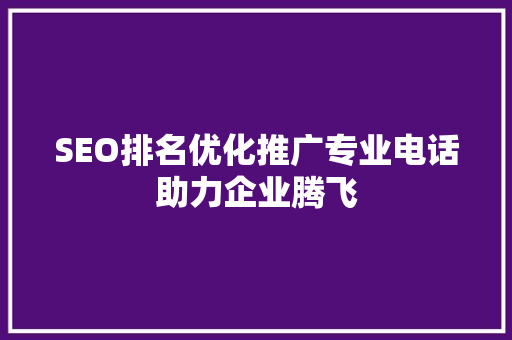 SEO排名优化推广专业电话助力企业腾飞