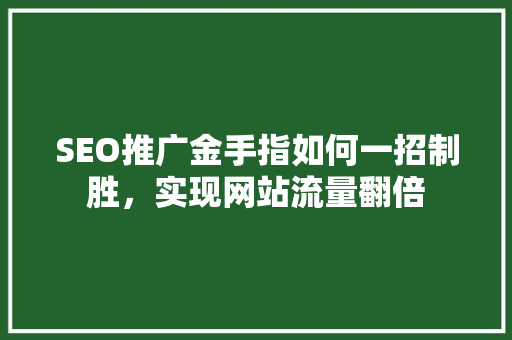 SEO推广金手指如何一招制胜，实现网站流量翻倍
