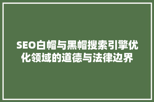 SEO白帽与黑帽搜索引擎优化领域的道德与法律边界