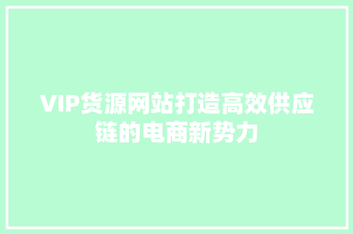 VIP货源网站打造高效供应链的电商新势力