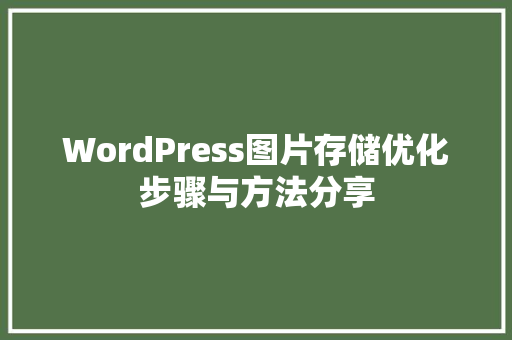 WordPress图片存储优化步骤与方法分享