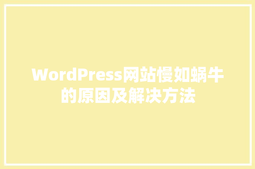 WordPress网站慢如蜗牛的原因及解决方法
