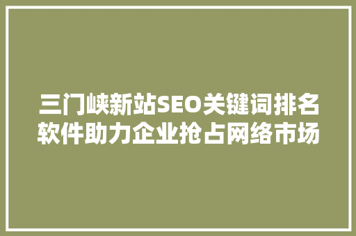 三门峡新站SEO关键词排名软件助力企业抢占网络市场制高点