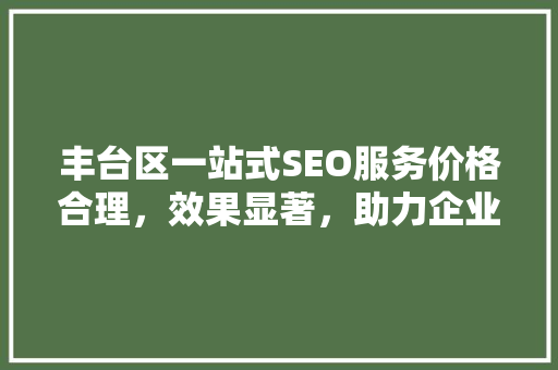 丰台区一站式SEO服务价格合理，效果显著，助力企业腾飞
