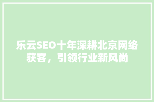 乐云SEO十年深耕北京网络获客，引领行业新风尚