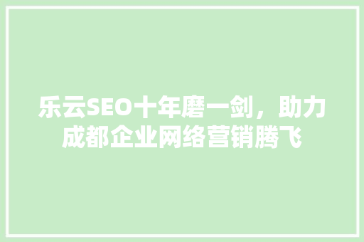 乐云SEO十年磨一剑，助力成都企业网络营销腾飞