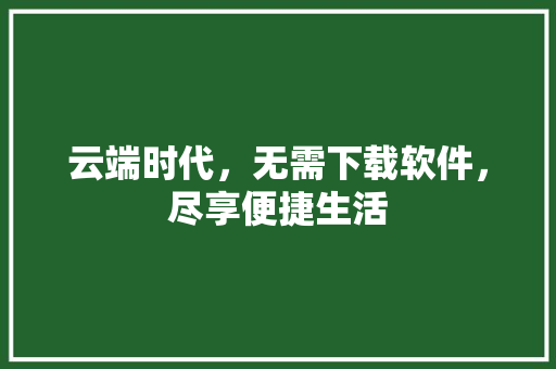 云端时代，无需下载软件，尽享便捷生活