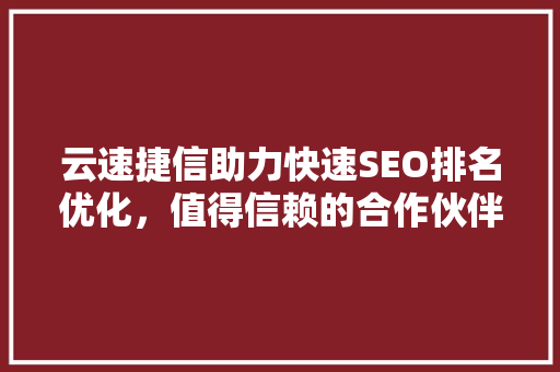云速捷信助力快速SEO排名优化，值得信赖的合作伙伴