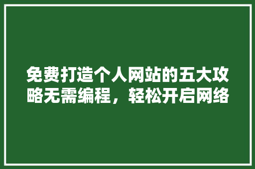 免费打造个人网站的五大攻略无需编程，轻松开启网络之旅