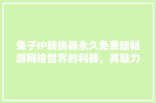 兔子IP转换器永久免费版畅游网络世界的利器，其魅力所在