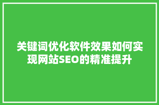 关键词优化软件效果如何实现网站SEO的精准提升